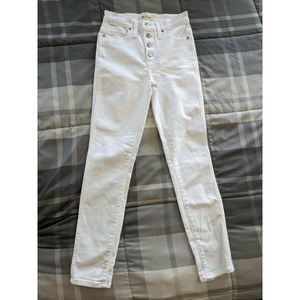 Madewell Women's Jeans 10" high rise skinny crop jeans button fly sz 25 white